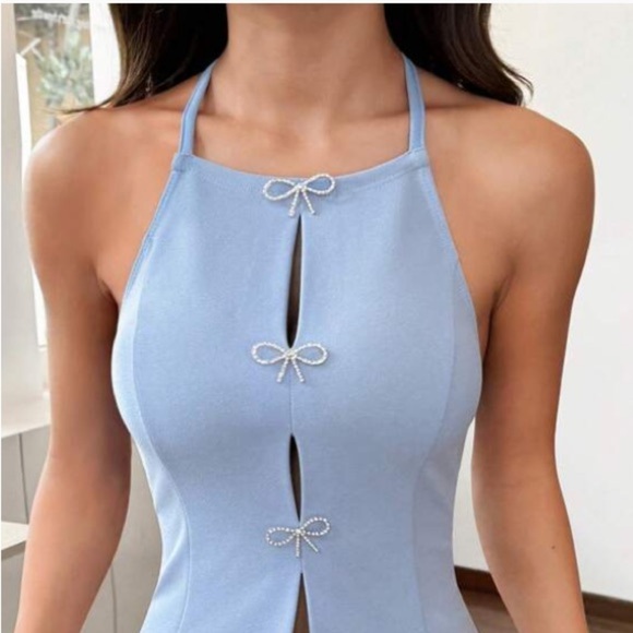 Casual Knit Solid Color Regular Fit Backless Sleeveless Tank Top For Women - Picture 4 of 4